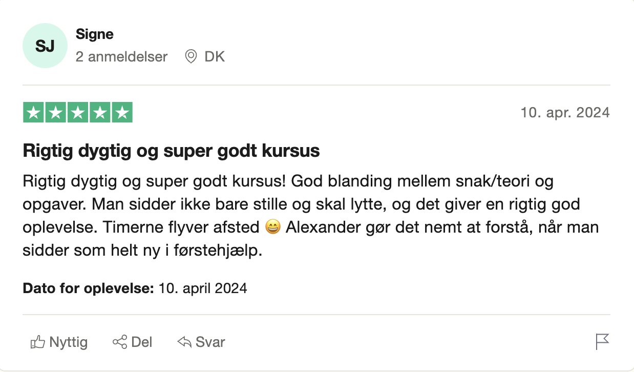 Førstehjælpsakademiet trustpilot